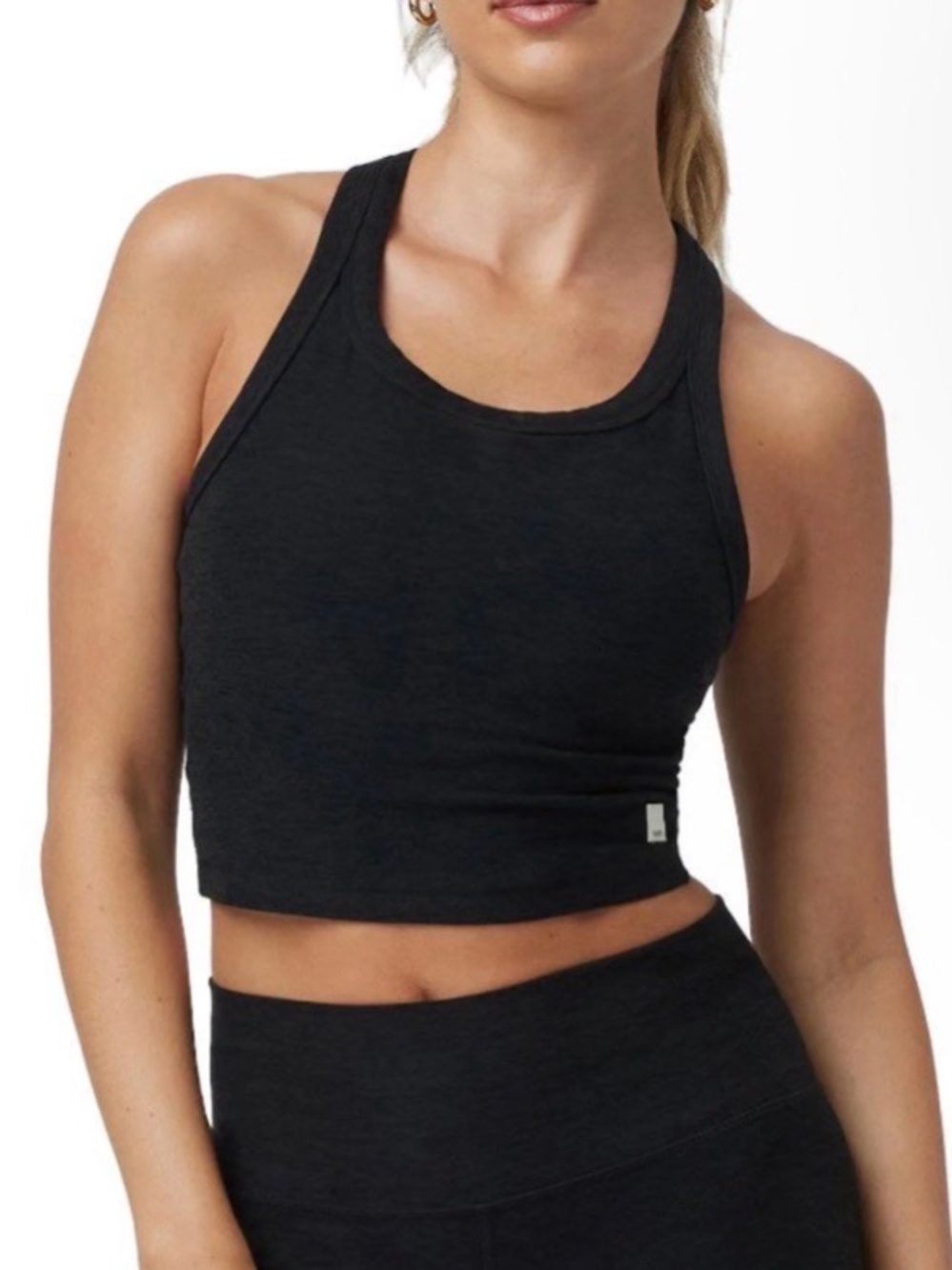 Vuori Black Racerback Cropped Sports Bra Tank